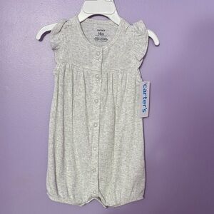 Carter's Light Heather Gray Ribbed Baby Romper